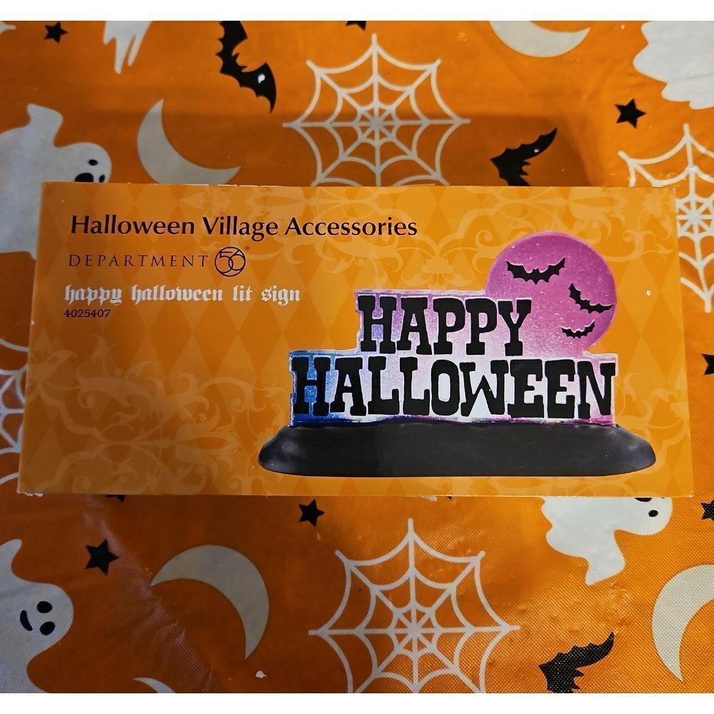 Department 56 "Happy Halloween Lit Sign" Village Accessories